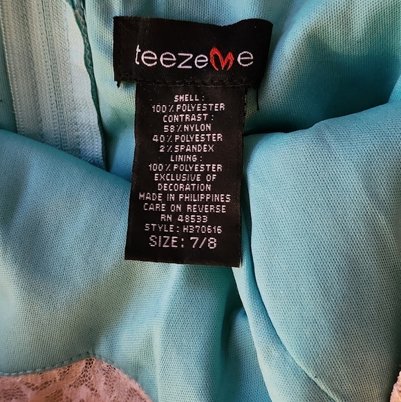 TEAZE ME SZ 7 Green/Ivory Ruffle Tulle Sleeveless Cocktail Dress - Picture 6 of 15